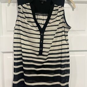 The Limited White and Blue Sleeveless Polo Blouse